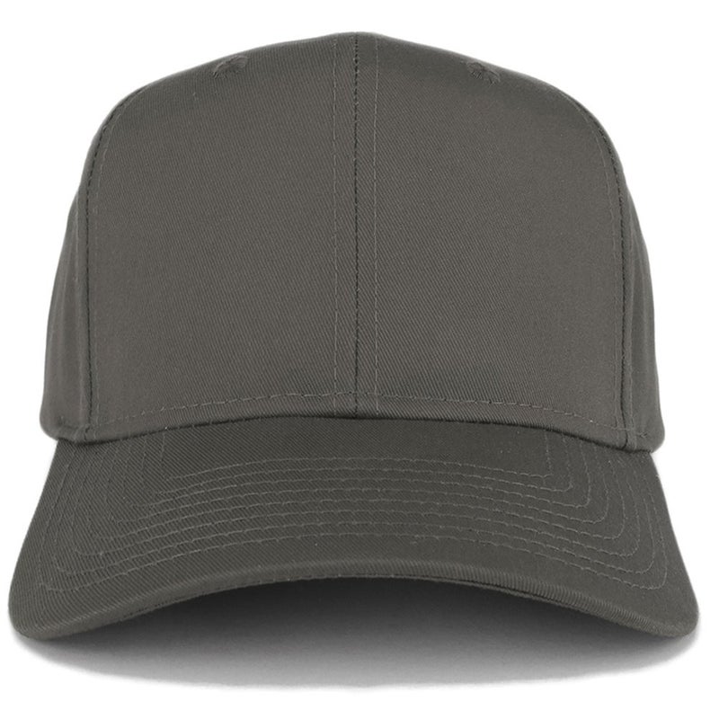 Armycrew XXL Oversize High Crown Adjustable Plain Solid Baseball Cap - Charcoal Grey - Image 2